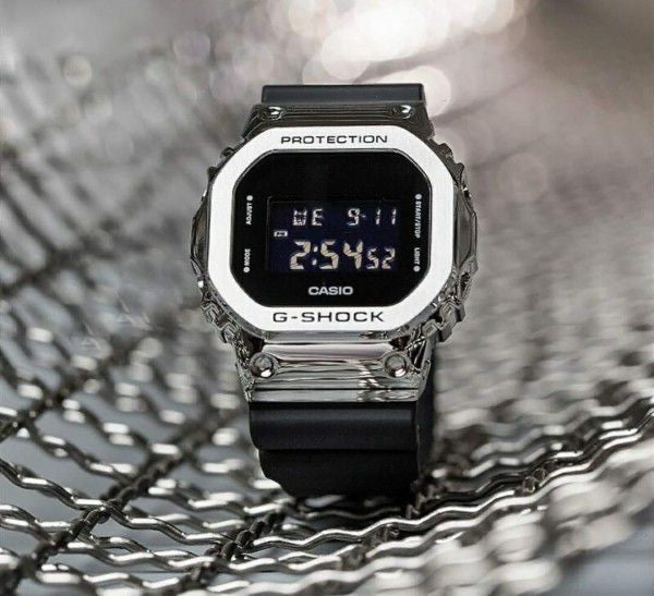G-S**CK 5600BB METAL SILVER BLACK MEN JEWELRY