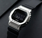 G-S**CK 5600BB METAL SILVER BLACK MEN JEWELRY