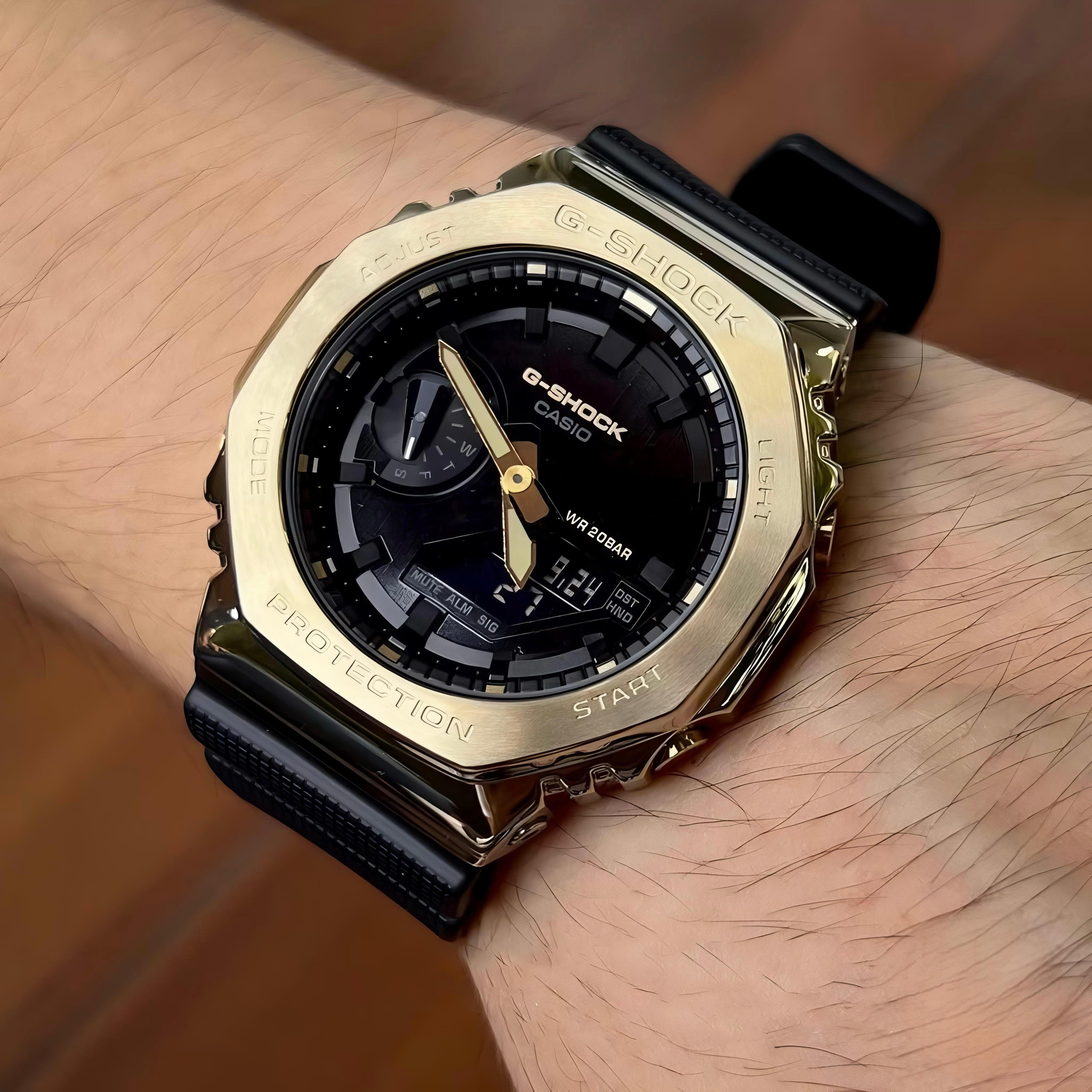 G-SHOCK GM-2100 GOLD BLACK DIAL METAL BODY