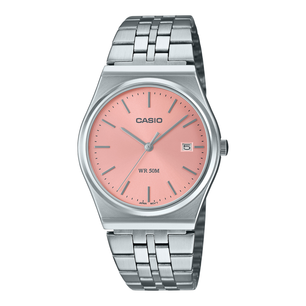 CASIO ANALOG MTP SILVER-PEACH PINK