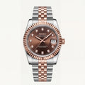 Seiko Two-Tone Rose Gold Watch Fluted Bezel Brown Sunburst Dial Diamond Hour Markers Stainless Steel Jubilee Bracelet – Men