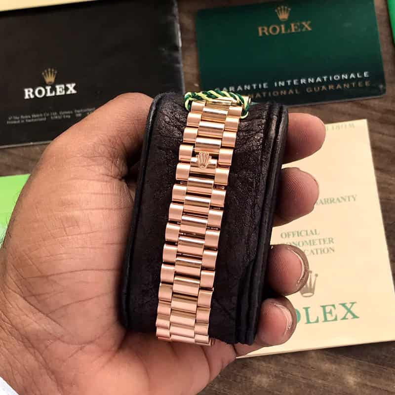 Rolex Day Date 41 Rose Gold Green Dial Japanese Automatic Mens Watch